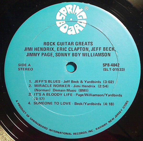 Jimi Hendrix  /  Eric Clapton  /  Jeff Beck  /  Jimmy Page  /  Sonny Boy Williamson (2) : Rock Guitar Greats (LP, Comp, Mono)