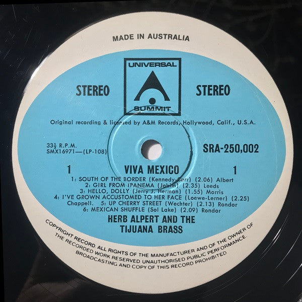 Herb Alpert & The Tijuana Brass : Viva Mexico (LP, Comp)