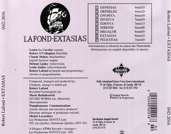 Robert Lafond : Extasias Voyage 1 (CD, Album)
