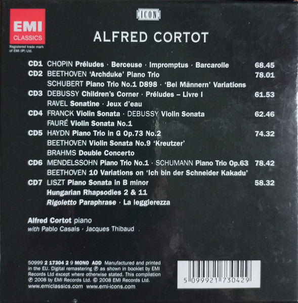 Alfred Cortot : The Master Pianist (Box + 7xCD, Comp, Mono, RE, Box)