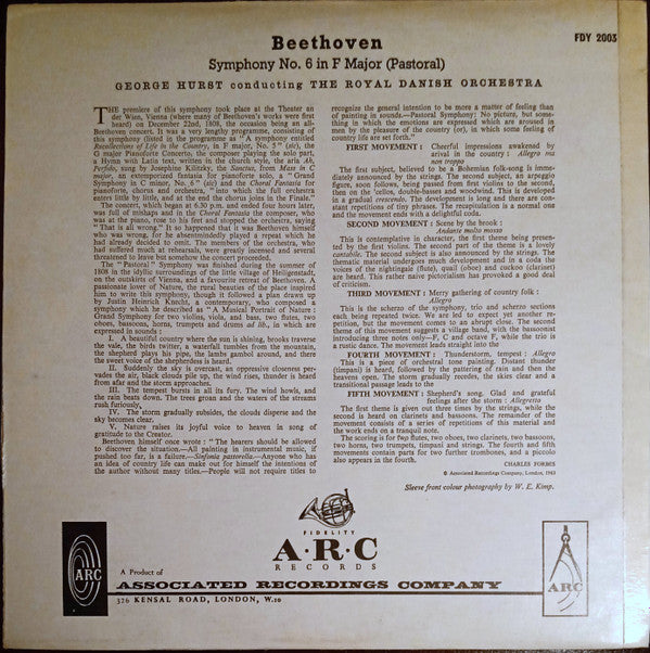 Ludwig Van Beethoven / Det Kongelige Kapel, George Hurst : The Pastoral Symphony - No. 6 In F Major Opus 68 (LP)
