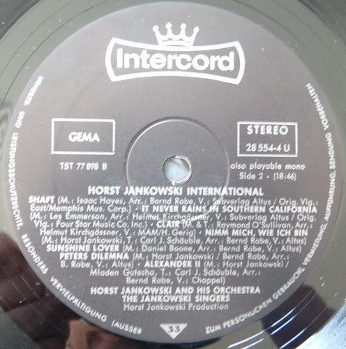 Horst Jankowski : Horst Jankowski International (LP, Album)