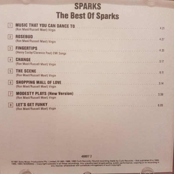 Sparks : The Best Of Sparks (Music That You Can Dance To) (CD, Album, RE)