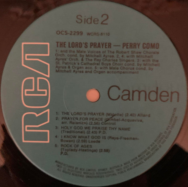 Perry Como : The Lord's Prayer (LP, Album, RE)