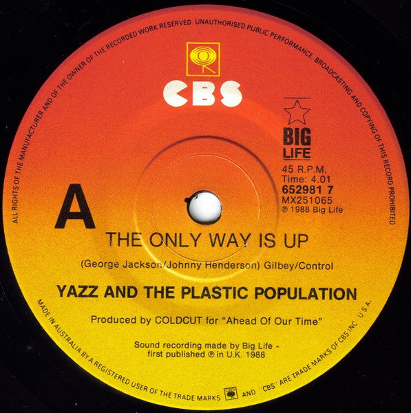 Yazz And The Plastic Population : The Only Way Is Up (7", Single)