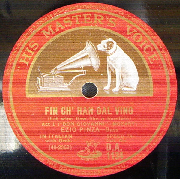 Ezio Pinza, Wolfgang Amadeus Mozart : Fin Ch' Han Dal Vino / Deh Vieni Alla Finestra (Shellac, 10")