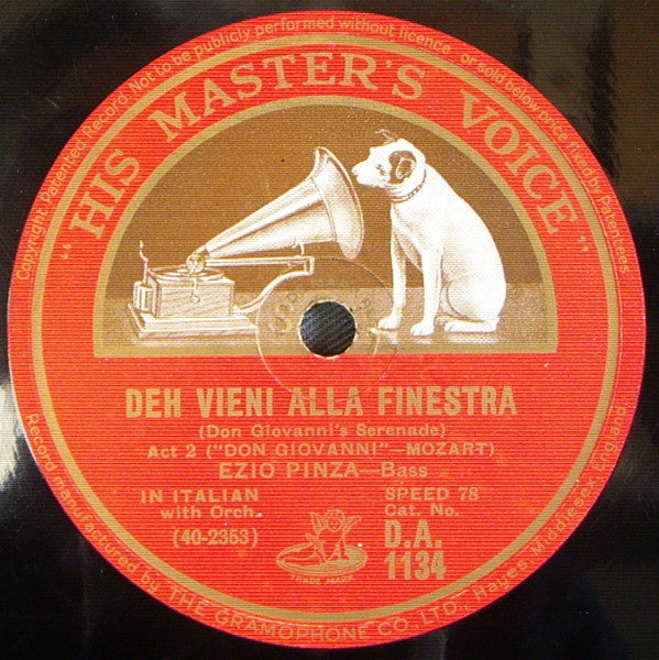 Ezio Pinza, Wolfgang Amadeus Mozart : Fin Ch' Han Dal Vino / Deh Vieni Alla Finestra (Shellac, 10")