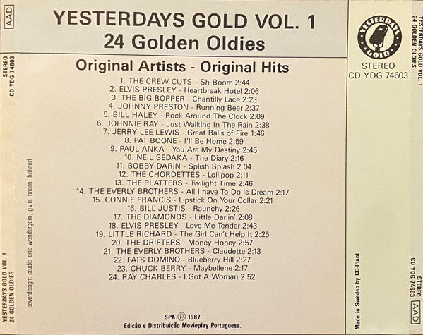 Various : Yesterdays Gold Vol. 1 (24 Golden Oldies) (CD, Comp)