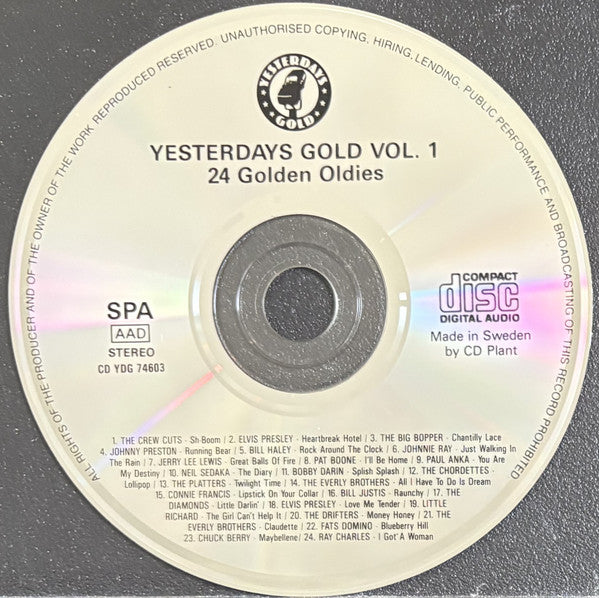 Various : Yesterdays Gold Vol. 1 (24 Golden Oldies) (CD, Comp)