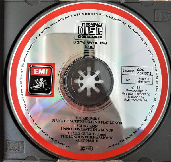 Cécile Ousset, The London Philharmonic*, Kurt Masur : Tchaikovsky & Schumann: Piano Concertos (CD)