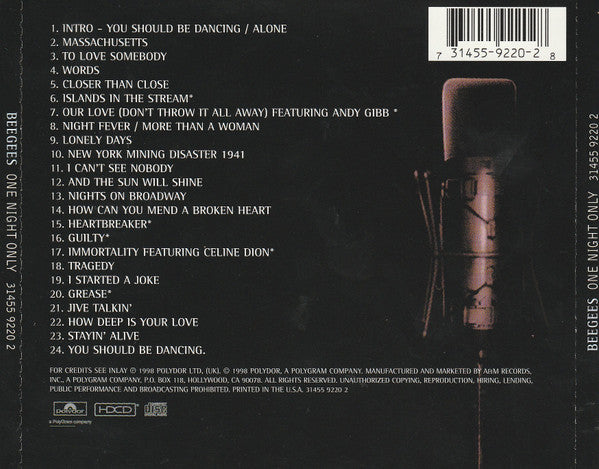 Bee Gees : One Night Only (HDCD, Album, PMD)