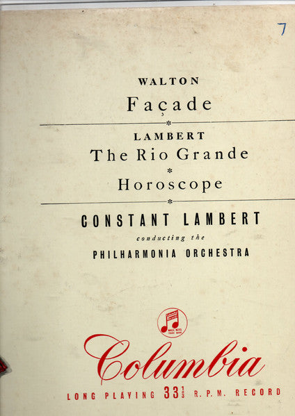 Sir William Walton, Constant Lambert, Philharmonia Orchestra : Walton-Facade: Lambert - Rio Grande & Horoscope (LP, Album, Mono)