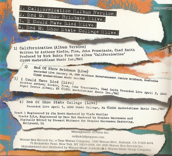 Red Hot Chili Peppers : Californication (CD, Single, Ltd)