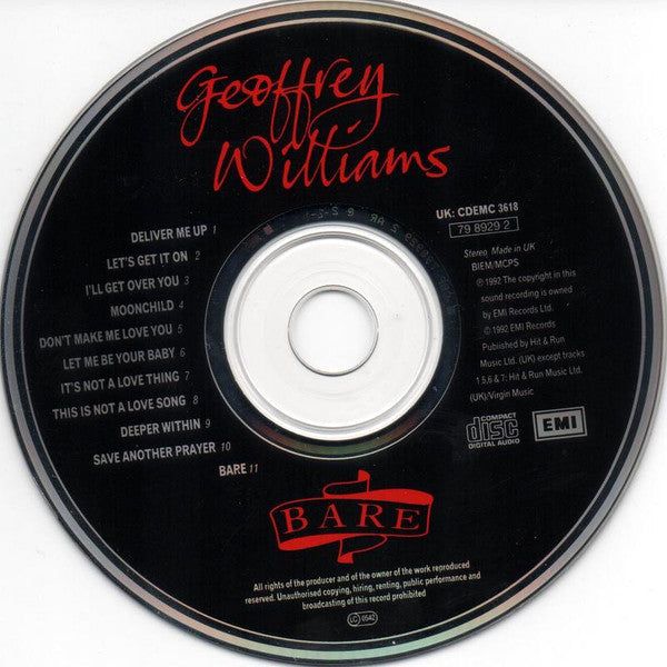 Geoffrey Williams : Bare (CD, Album)