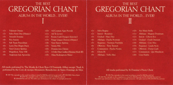 Various : The Best Gregorian Chant Album In The World... Ever! (CD, Comp)