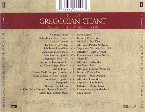 Various : The Best Gregorian Chant Album In The World... Ever! (CD, Comp)