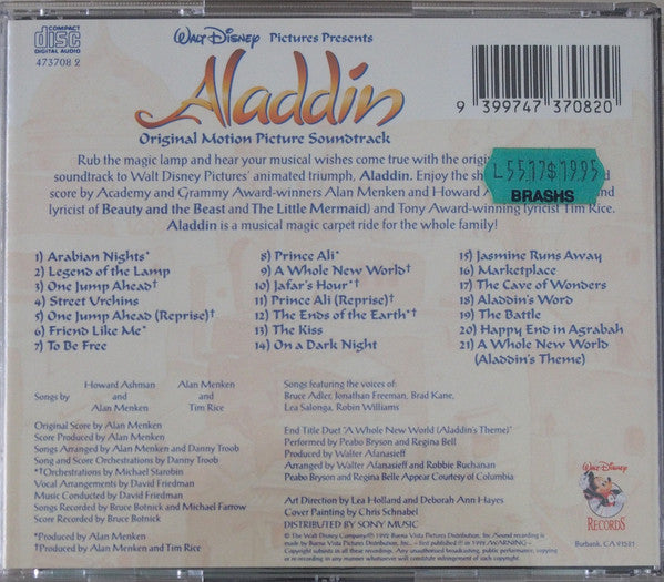 Alan Menken, Howard Ashman, Tim Rice : Aladdin (Original Motion Picture Soundtrack) (CD, Album)