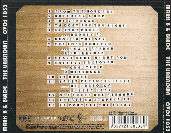 Mark B & Blade : The Unknown (CD, Album)
