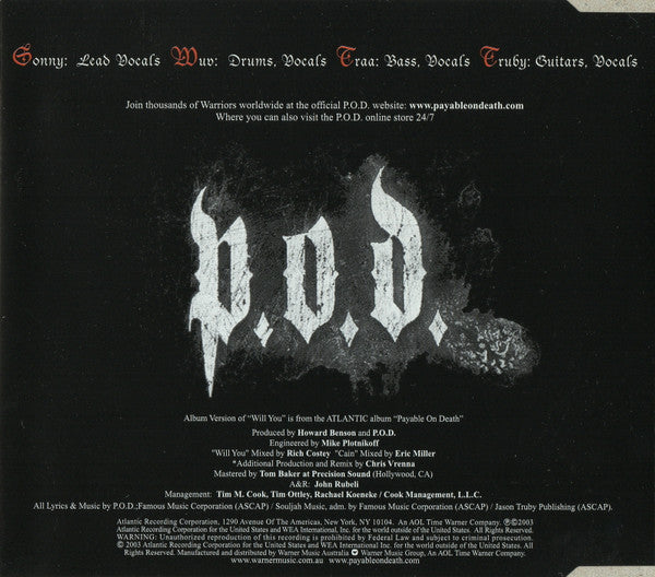 P.O.D. : Will You (CD, Single)