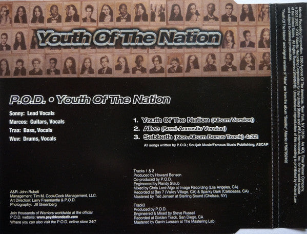 P.O.D. : Youth Of The Nation (CD, Single)