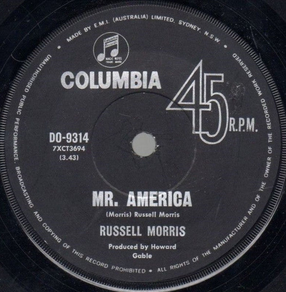 Russell Morris : Mr. America (7")