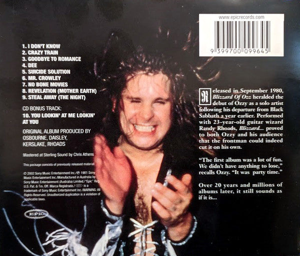 Ozzy Osbourne : Blizzard Of Ozz (CD, Album, RE, RM)