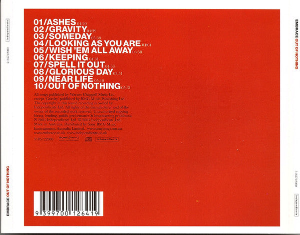 Embrace : Out Of Nothing (CD, Album)