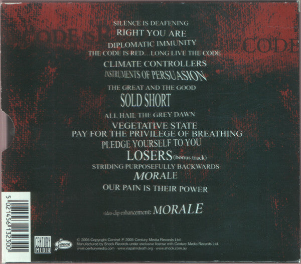 Napalm Death : The Code Is Red... Long Live The Code (CD, Album, Enh, Sli)