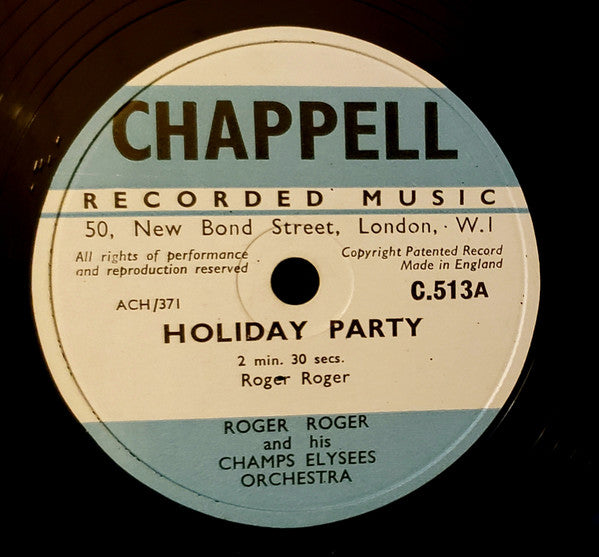 Roger Roger And His Champs Elysees Orchestra : Holiday Party / Clowneries (Shellac, 10")