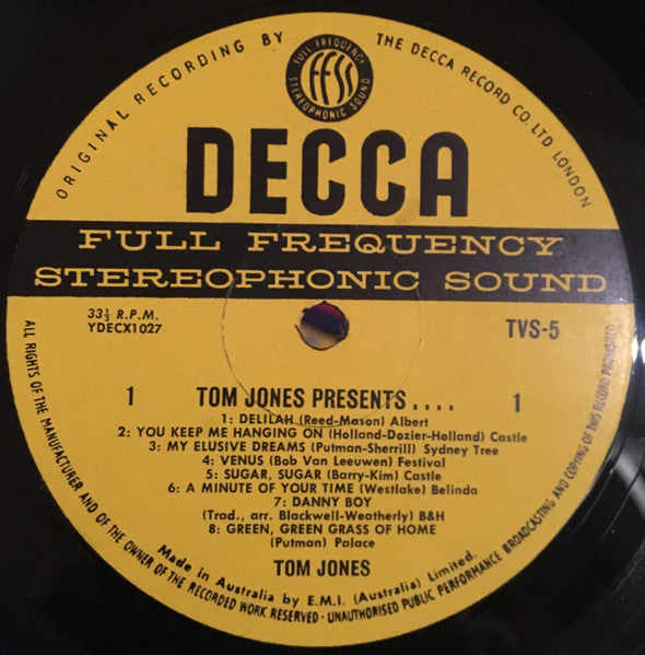 Tom Jones : Tom Jones Presents... (LP, Comp)