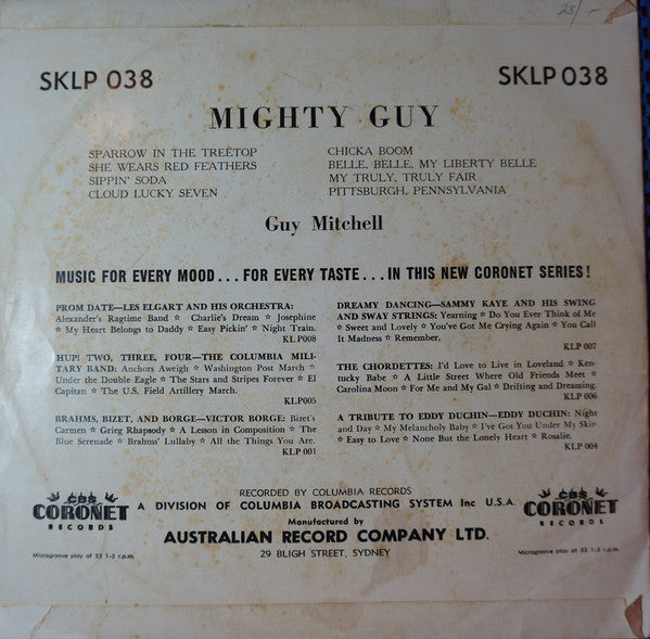Guy Mitchell : Mighty Guy (10", Mono)