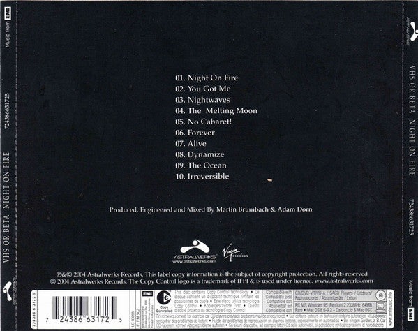 VHS Or Beta : Night On Fire (CD, Album, Copy Prot.)