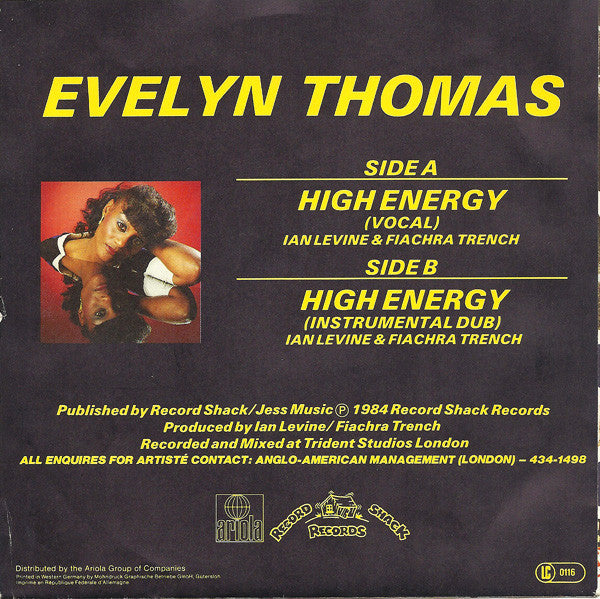 Evelyn Thomas : High Energy (7", Single)