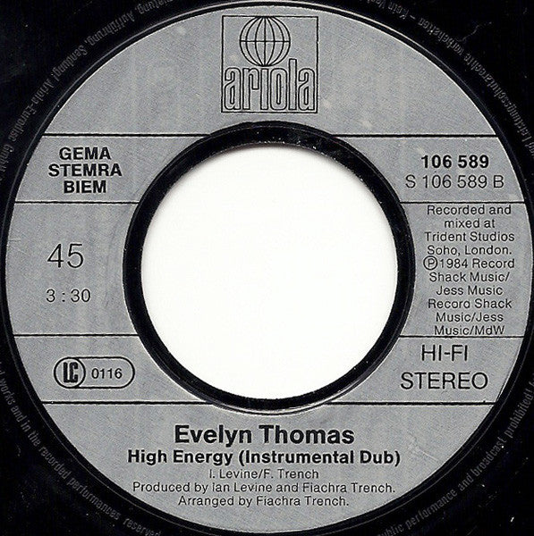 Evelyn Thomas : High Energy (7", Single)
