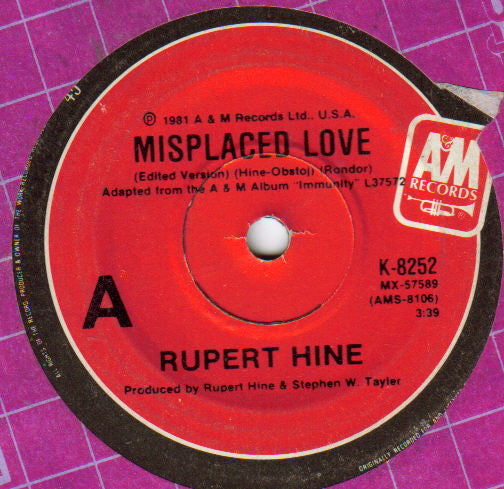 Rupert Hine : Misplaced Love (7", Single)
