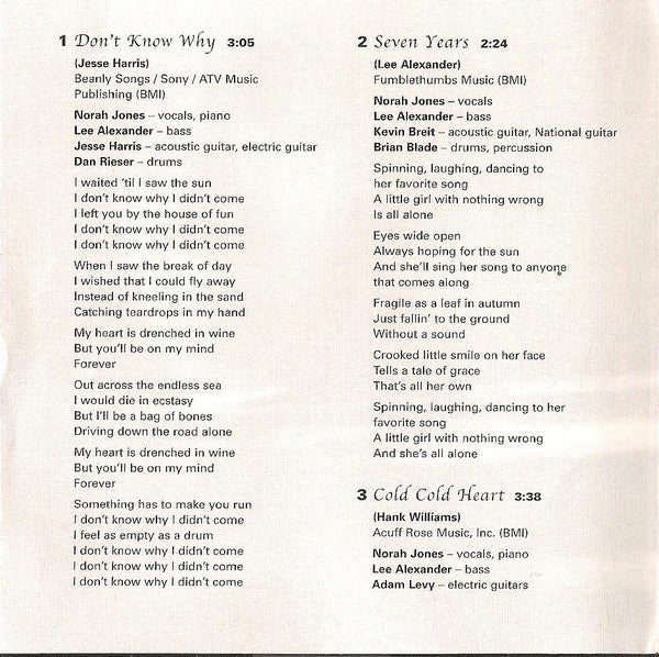 Norah Jones : Come Away With Me (CD, Album, Copy Prot.)