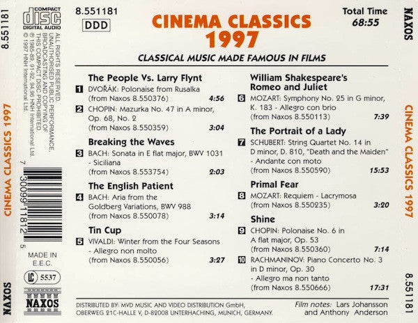 Various : Cinema Classics 1997 (CD, Comp)
