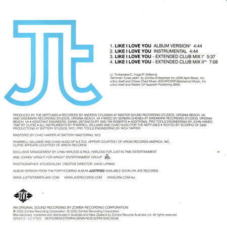 Justin Timberlake : Like I Love You (CD, Maxi)