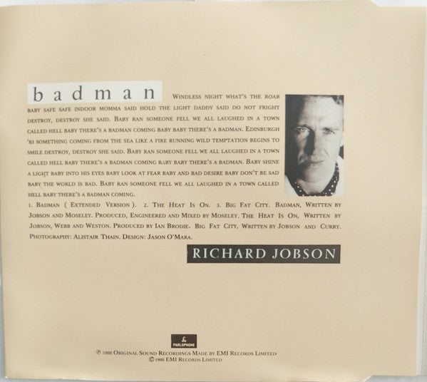 Richard Jobson : Badman (CD, Single)
