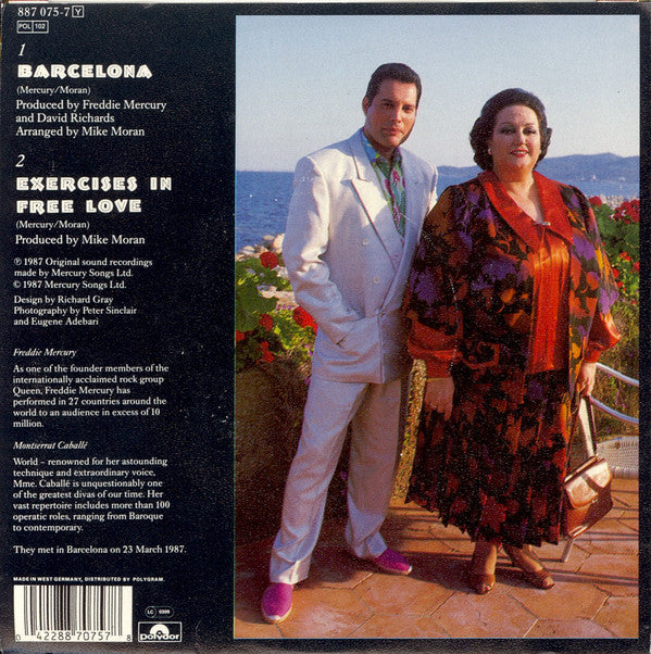 Freddie Mercury & Montserrat Caballé : Barcelona (7", Single, Red)