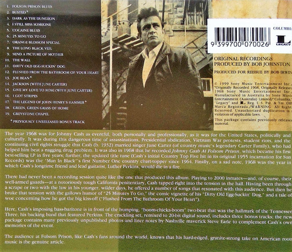 Johnny Cash : At Folsom Prison (CD, Album, RE)