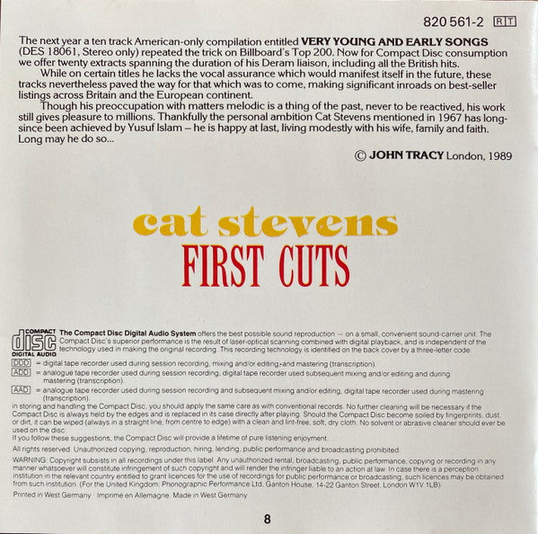 Cat Stevens : First Cuts (CD, Comp, Mono, RM)