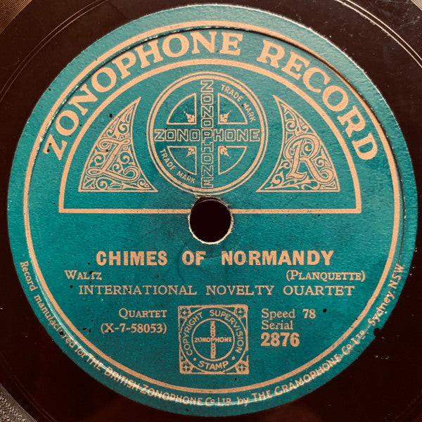 International Novelty Quartet : Chimes Of Normandy / The Lovers (Shellac, 10")