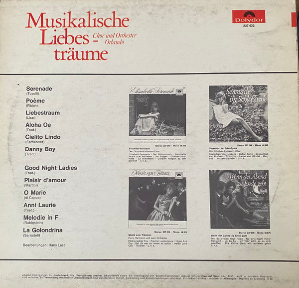 Chor* Und Orchester Orlando : Musikalische Liebesträume (LP, Mono)