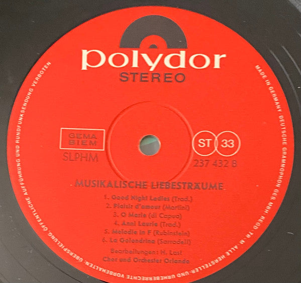 Chor* Und Orchester Orlando : Musikalische Liebesträume (LP, Mono)