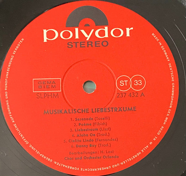Chor* Und Orchester Orlando : Musikalische Liebesträume (LP, Mono)