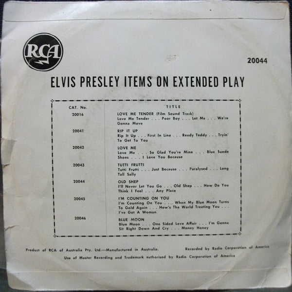 Elvis Presley : Old Shep (7", EP, RE, Bla)