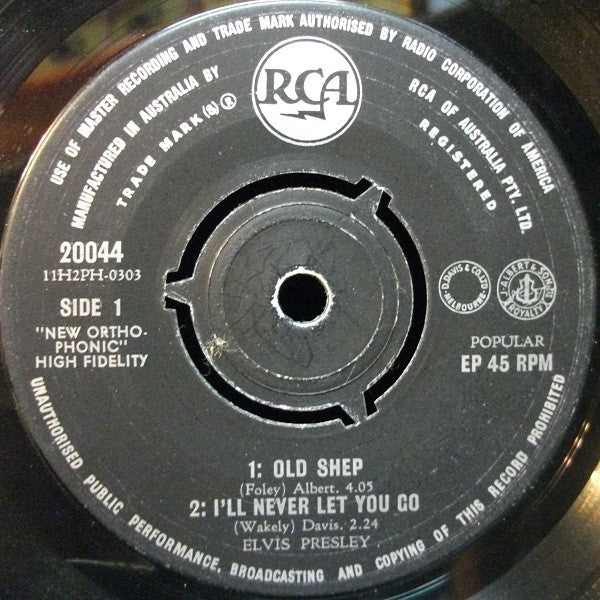Elvis Presley : Old Shep (7", EP, RE, Bla)