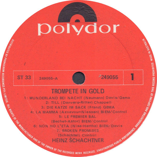 Heinz Schachtner : Trompete In Gold (LP, Album)