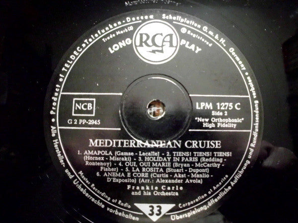 Frankie Carle And His Orchestra : Mediterrainean Cruise (LP, Mono, Promo, Pro)